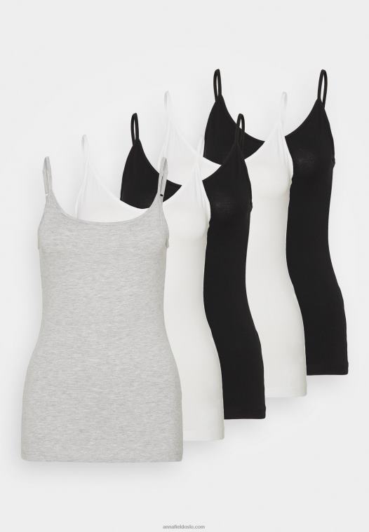 Anna Field kvinner 5 pakk topp svart/hvit/flekket lysegrå P266L445