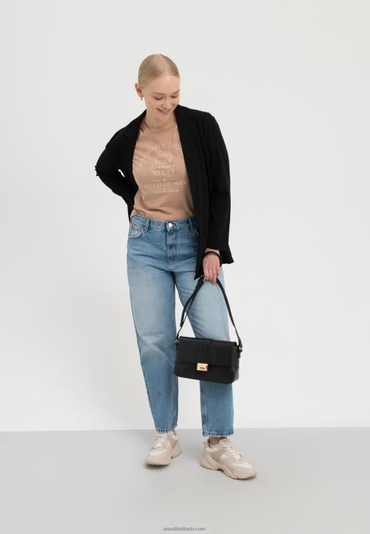 Anna Field kvinner Gjør drømmene dine til live print brun t-skjorte P266L321