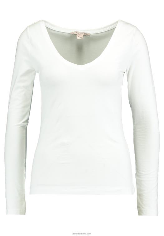 Anna Field kvinner basic langermet topp hvit P266L528
