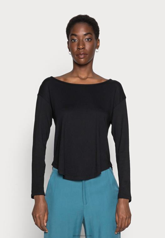 Anna Field kvinner basic langermet topp svart P266L542