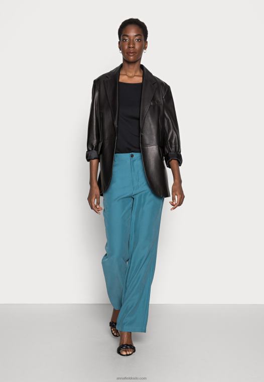 Anna Field kvinner basic langermet topp svart P266L542