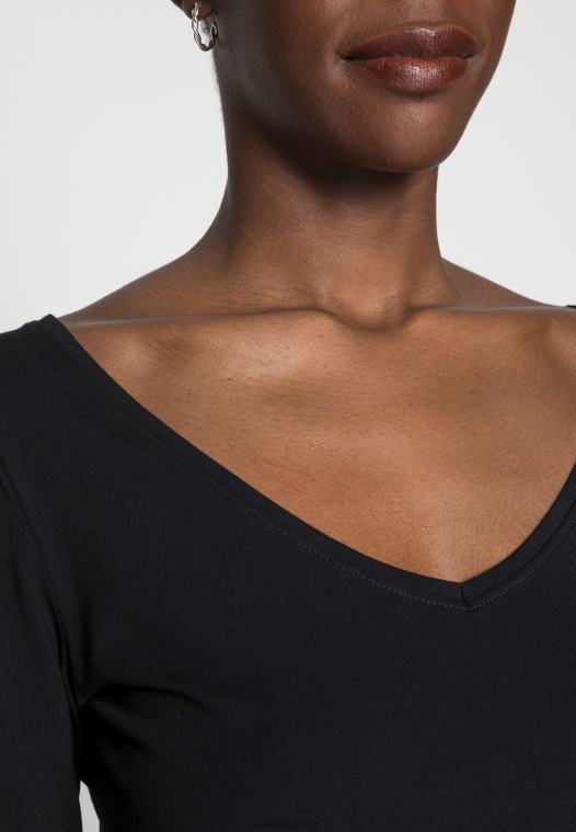 Anna Field kvinner basic langermet topp svart P266L594