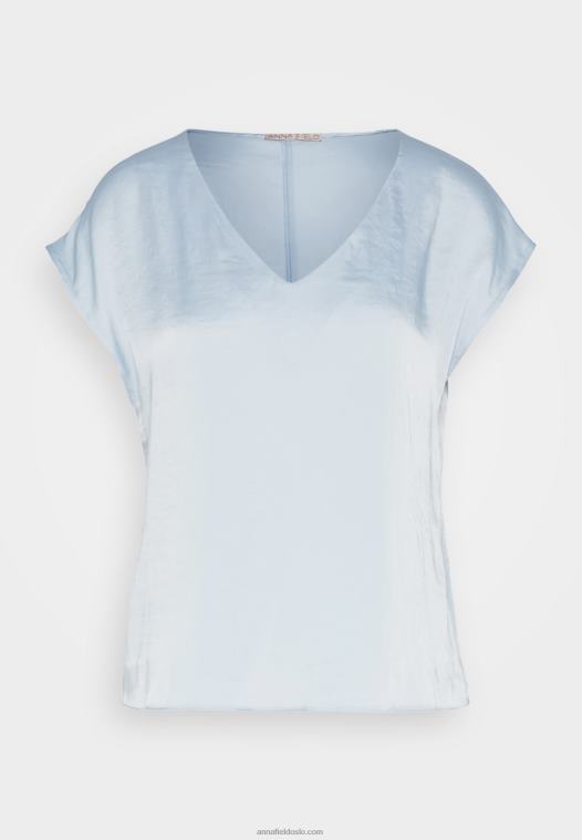 Anna Field kvinner basic t-skjorte lyseblå P266L282