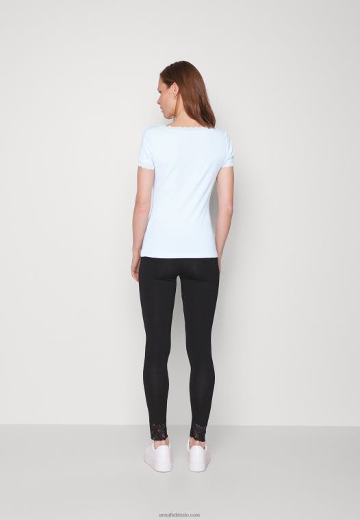 Anna Field kvinner basic t-skjorte lyseblå P266L338
