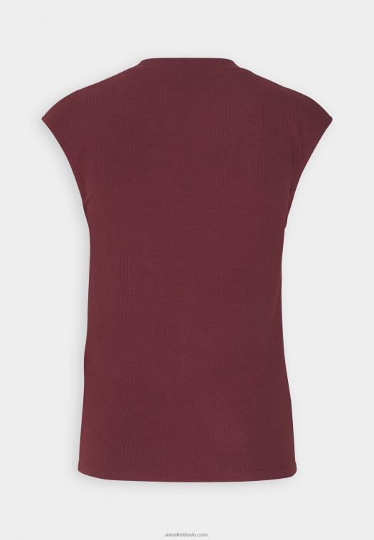 Anna Field kvinner basic t-skjorte mørk rød P266L310