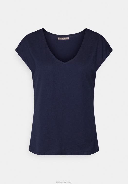 Anna Field kvinner basic t-skjorte mørkeblå P266L283