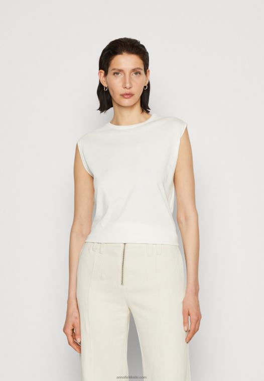 Anna Field kvinner basic t-skjorte off-white P266L343
