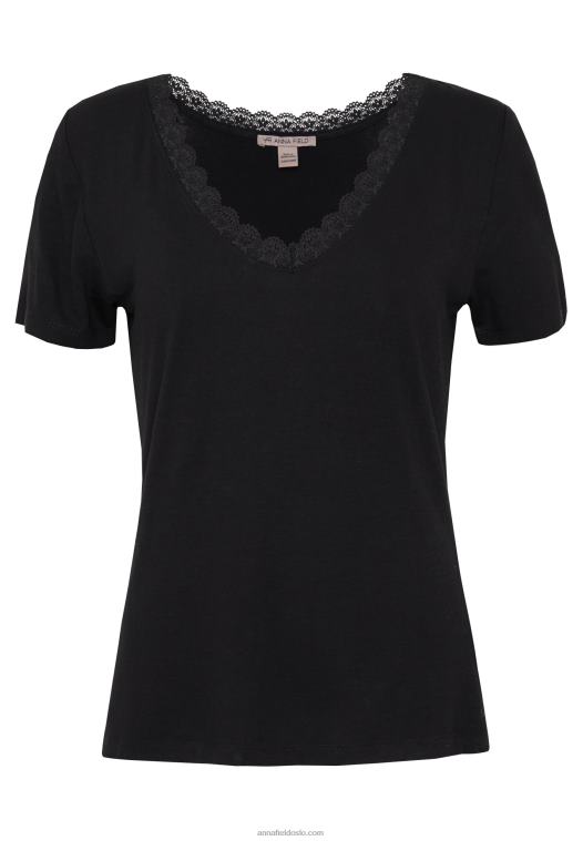 Anna Field kvinner basic t-skjorte svart P266L377