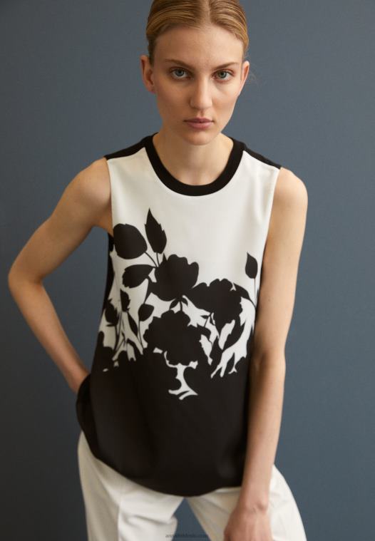 Anna Field kvinner bluse sort/hvit P266L504