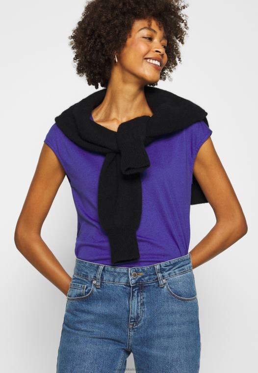 Anna Field kvinner enkel t-skjorte klematisblå P266L348