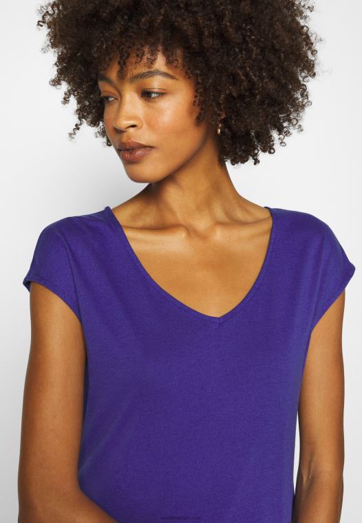 Anna Field kvinner enkel t-skjorte klematisblå P266L348