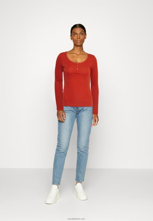 Anna Field kvinner langermet topp brun P266L563