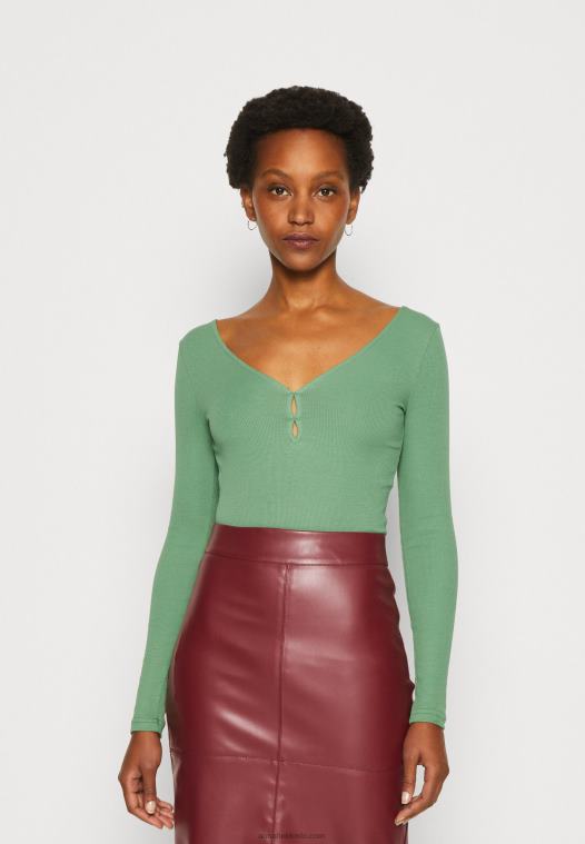 Anna Field kvinner langermet topp grønn P266L514