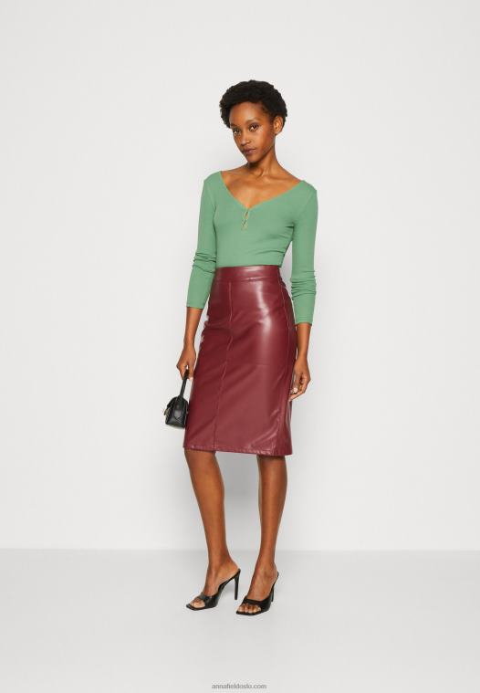 Anna Field kvinner langermet topp grønn P266L514