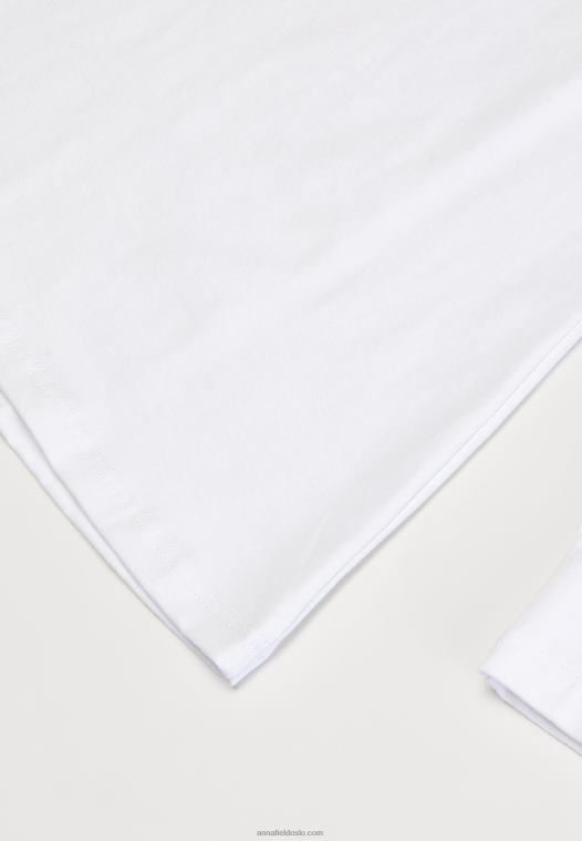 Anna Field kvinner langermet topp hvit P266L560