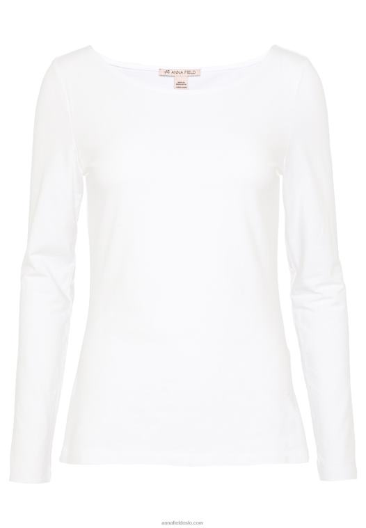 Anna Field kvinner langermet topp hvit P266L571