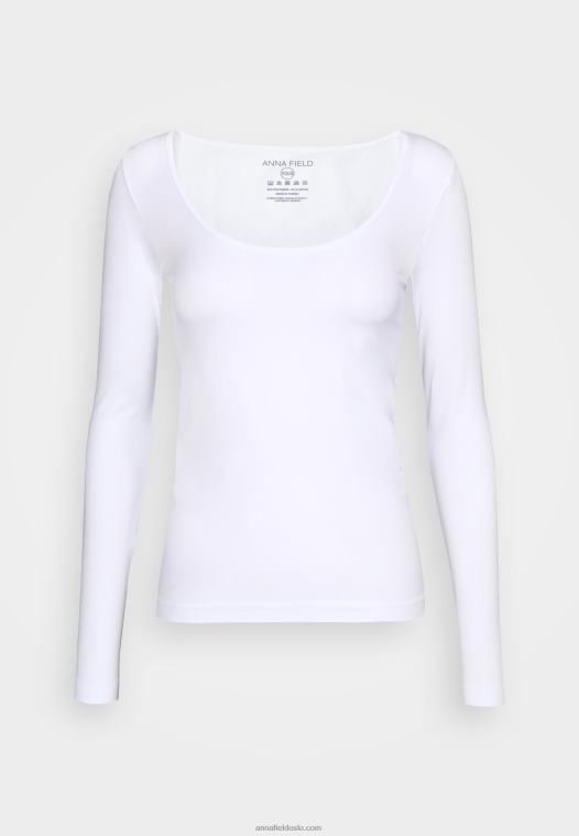 Anna Field kvinner langermet topp hvit P266L572