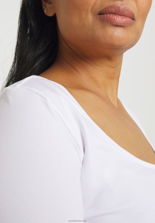 Anna Field kvinner langermet topp hvit P266L572