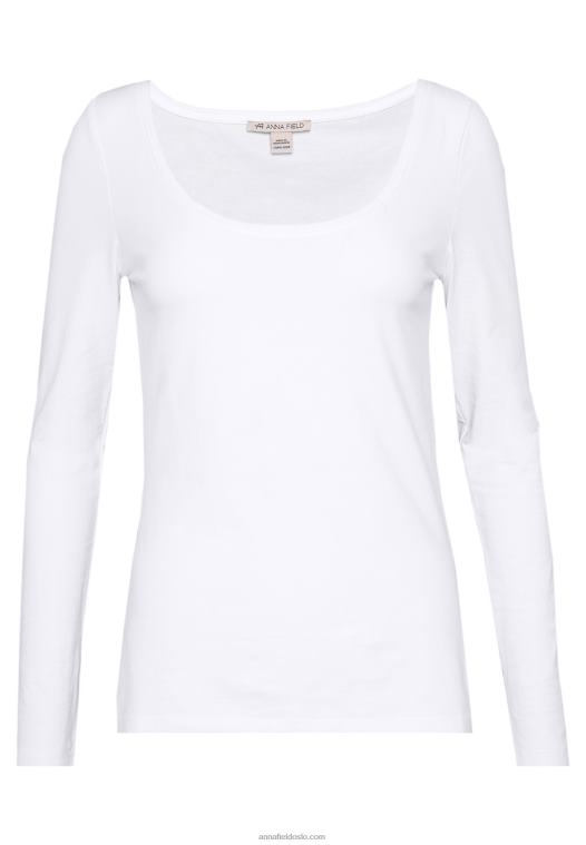 Anna Field kvinner langermet topp hvit P266L581