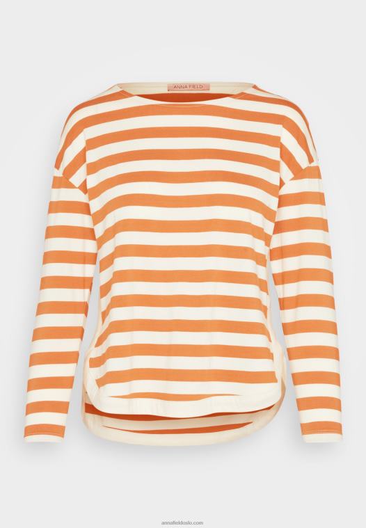 Anna Field kvinner langermet topp hvit/aprikos P266L558