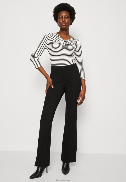 Anna Field kvinner langermet topp hvit/svart P266L575