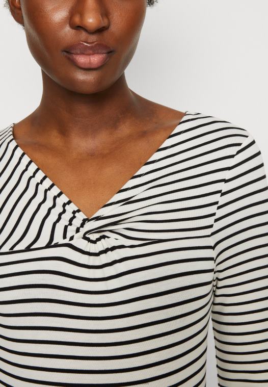 Anna Field kvinner langermet topp hvit/svart P266L575