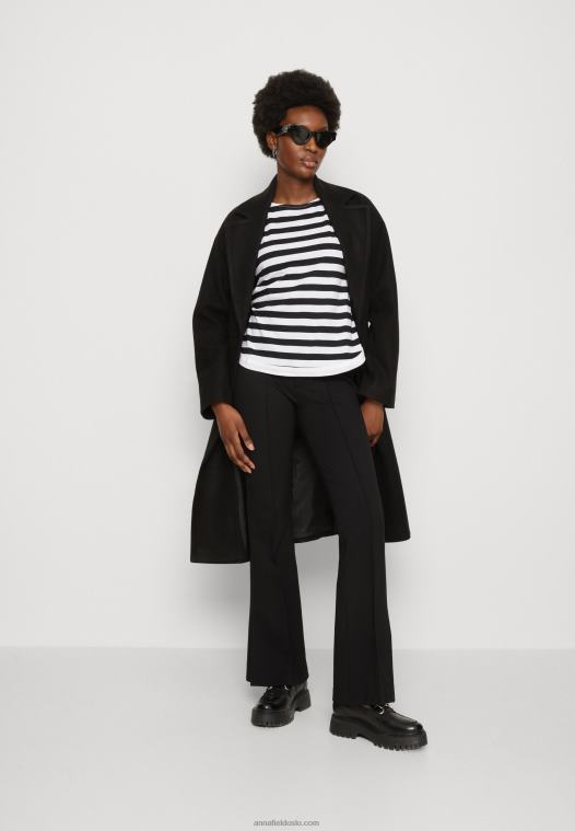 Anna Field kvinner langermet topp hvit/svart P266L585