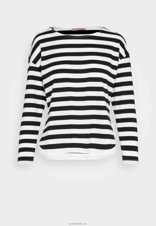 Anna Field kvinner langermet topp hvit/svart P266L585