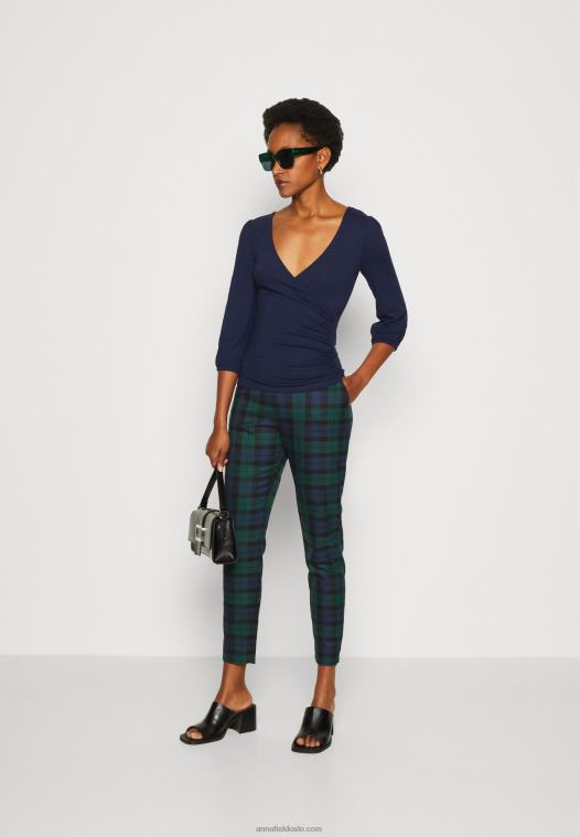 Anna Field kvinner langermet topp mørkeblå P266L536