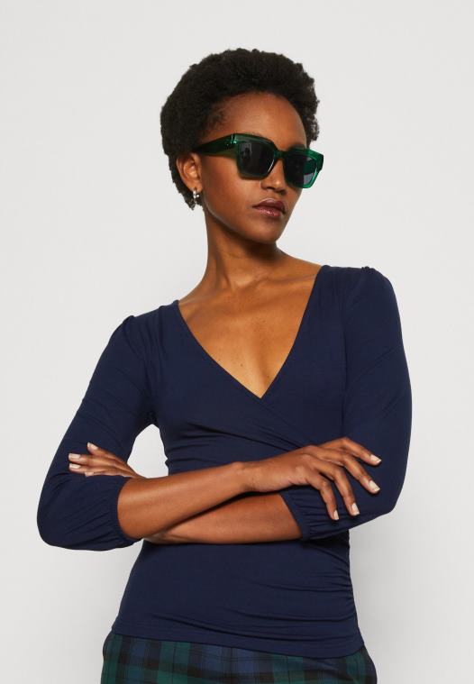 Anna Field kvinner langermet topp mørkeblå P266L536