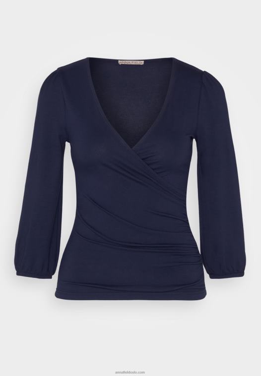 Anna Field kvinner langermet topp mørkeblå P266L536