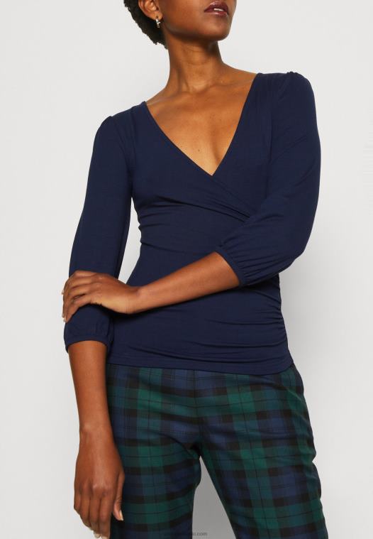 Anna Field kvinner langermet topp mørkeblå P266L536