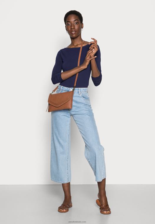 Anna Field kvinner langermet topp mørkeblå P266L570