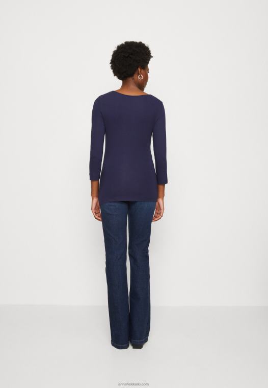 Anna Field kvinner langermet topp mørkeblå P266L574