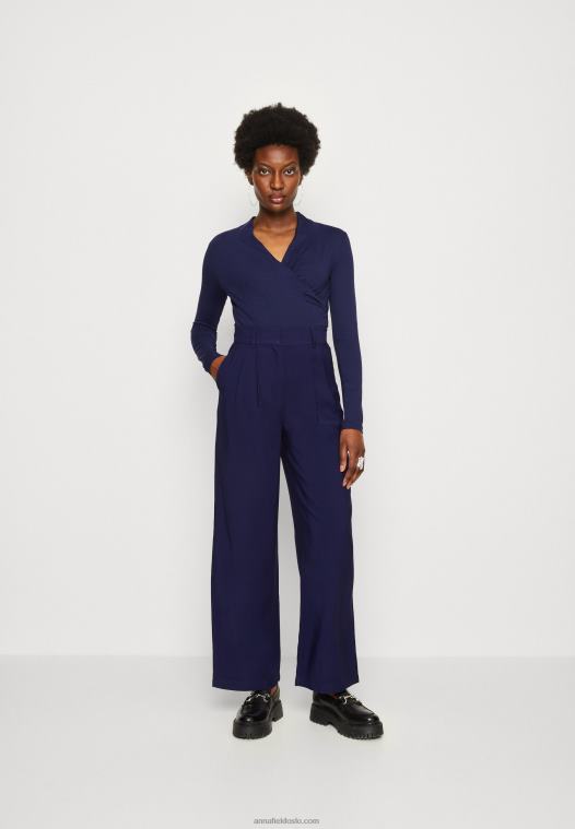 Anna Field kvinner langermet topp mørkeblå P266L577