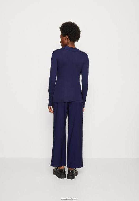 Anna Field kvinner langermet topp mørkeblå P266L577