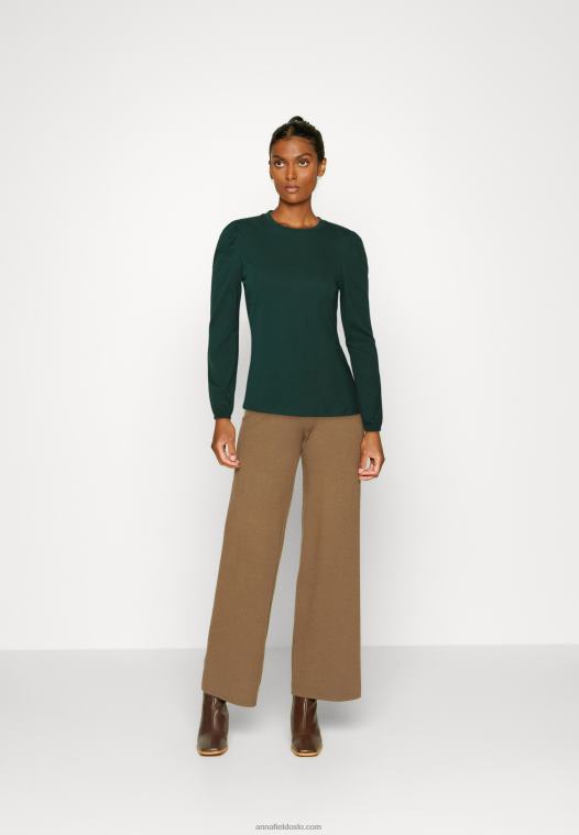 Anna Field kvinner langermet topp mørkegrønn P266L559