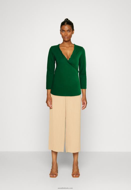 Anna Field kvinner langermet topp mørkegrønn P266L576