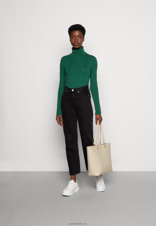 Anna Field kvinner langermet topp mørkegrønn P266L583