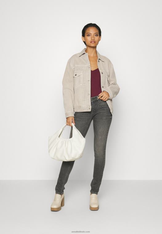 Anna Field kvinner langermet topp mørkerød P266L530