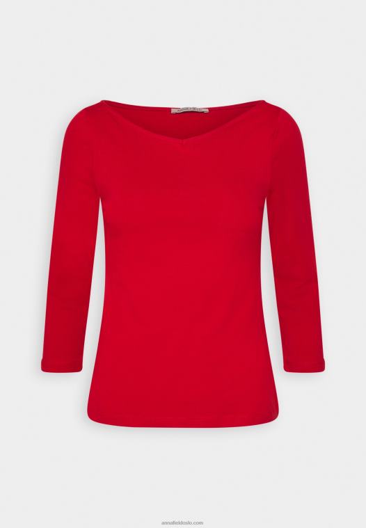 Anna Field kvinner langermet topp mørkerød P266L555
