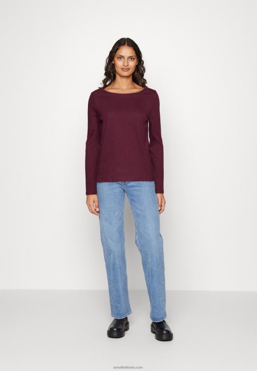 Anna Field kvinner langermet topp mørkerød P266L567