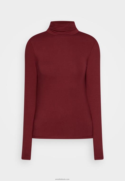 Anna Field kvinner langermet topp mørkerød P266L582