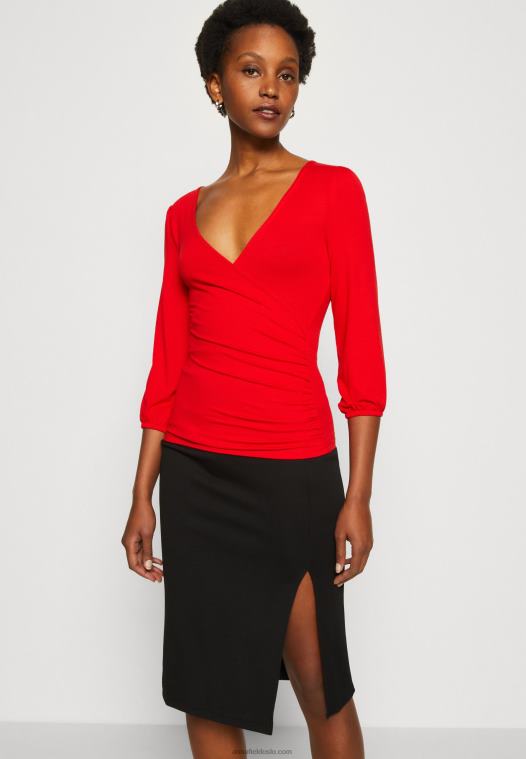 Anna Field kvinner langermet topp rød P266L529