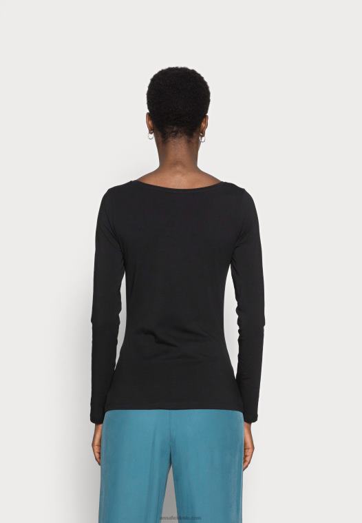 Anna Field kvinner langermet topp svart P266L534