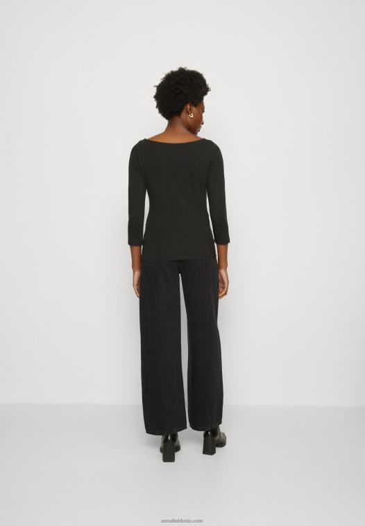 Anna Field kvinner langermet topp svart P266L537