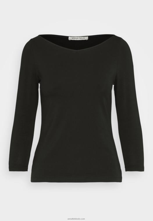 Anna Field kvinner langermet topp svart P266L537