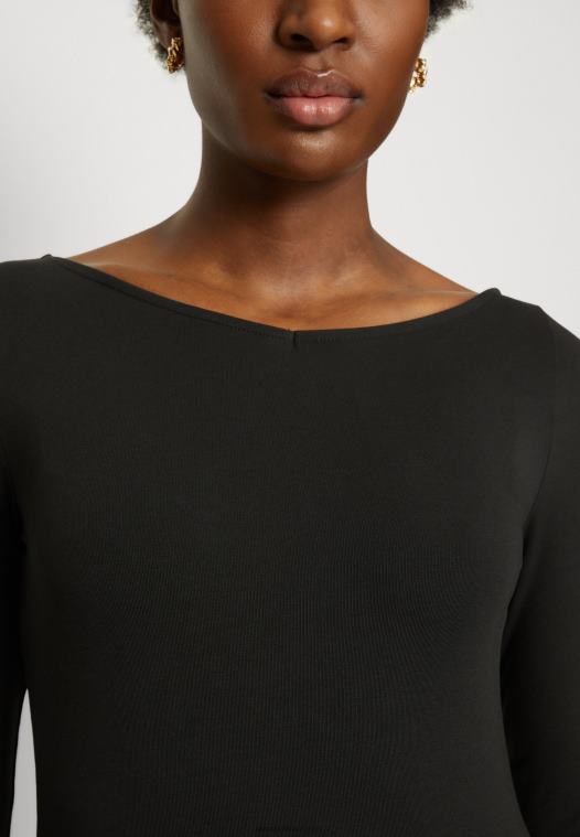 Anna Field kvinner langermet topp svart P266L537