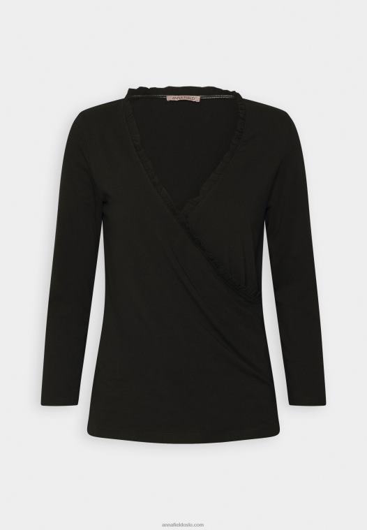 Anna Field kvinner langermet topp svart P266L541