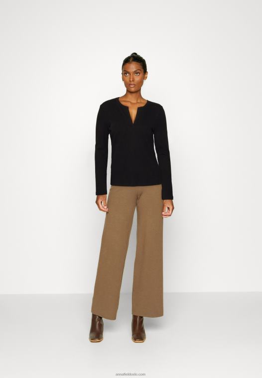 Anna Field kvinner langermet topp svart P266L547